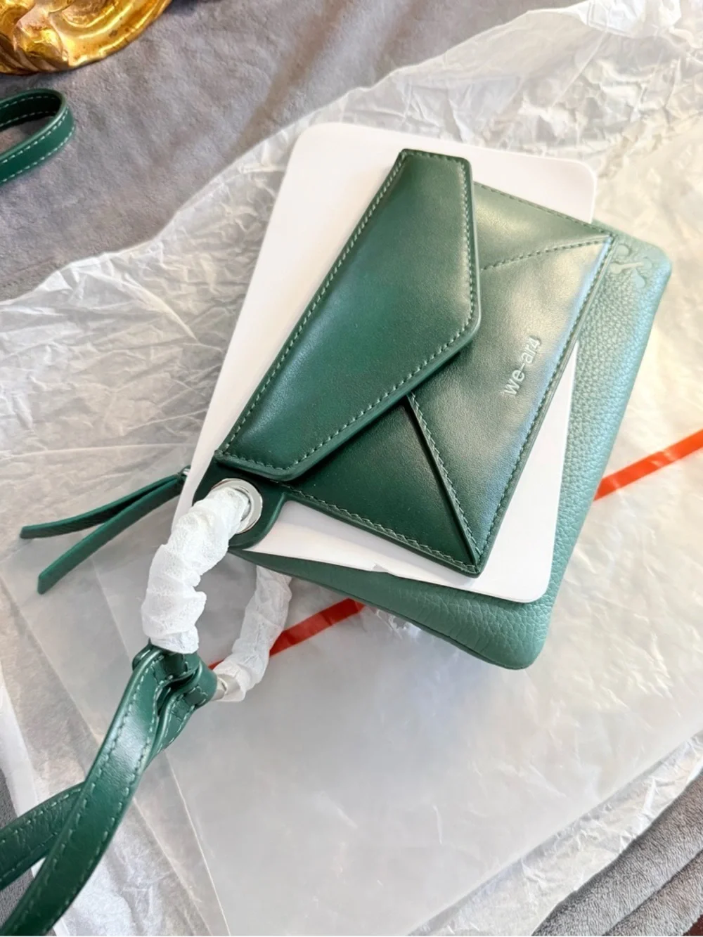 ✨ We-ar-4 The Grab Leather Double Pouch Crossbody Clutch NEW ✨